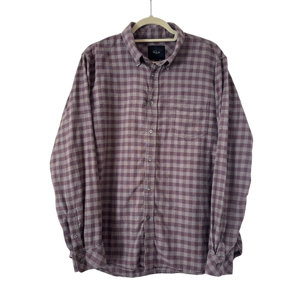 Rails Reid Button Down Shirt Mens Lg Lava Sage Gingham Plaid Flannel RM-146-947B